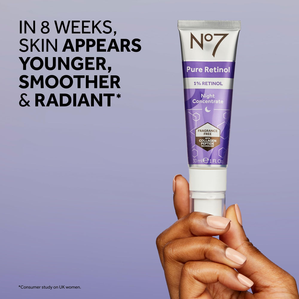 No7 product label close-up highlighting key ingredients for visible firmness