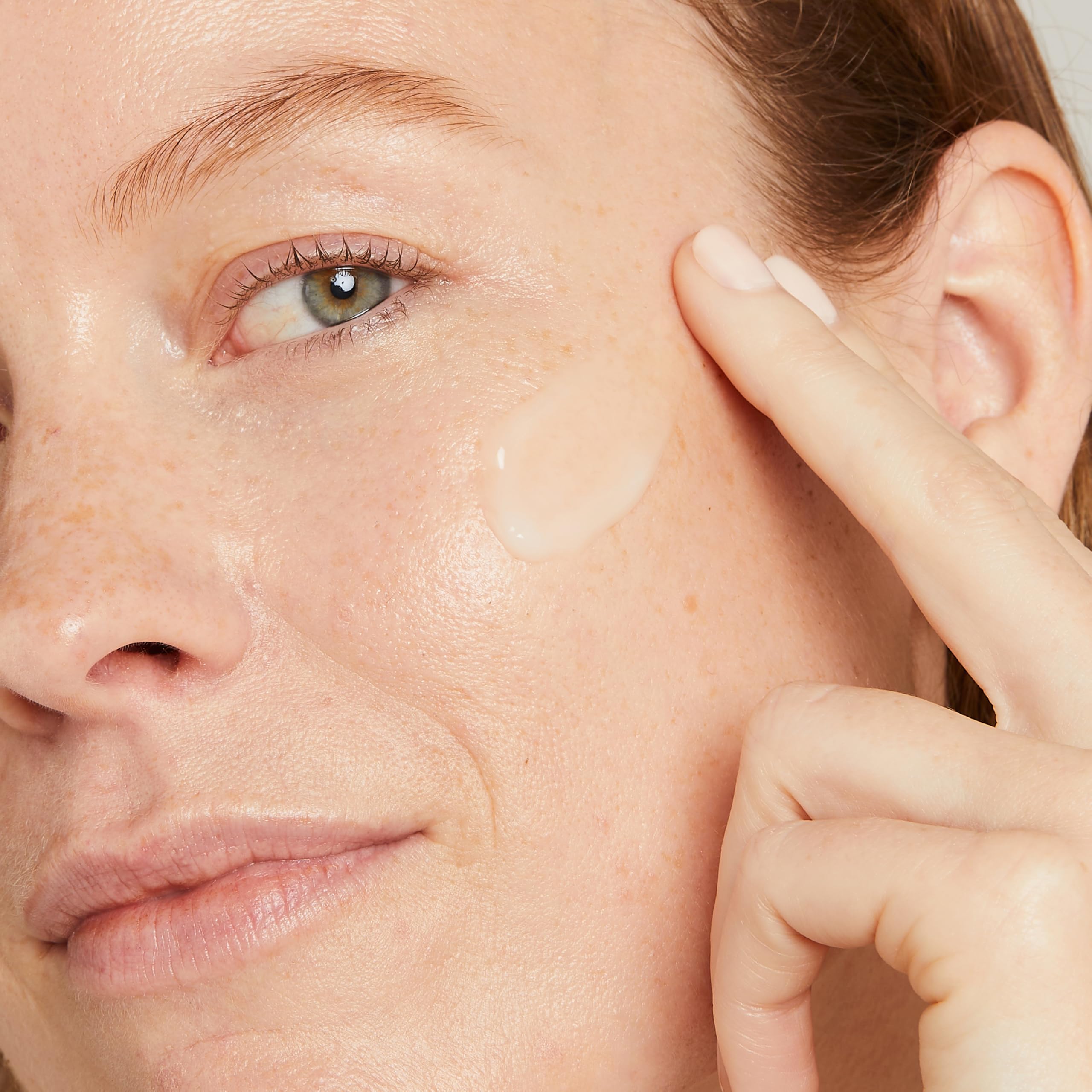 Close-up of No7 serum texture highlighting smooth, hydrating finish benefit