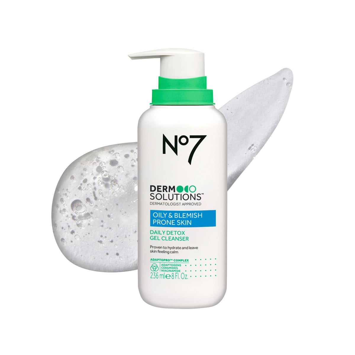 No7 bottle front view showing label and clean design for trusted skincare