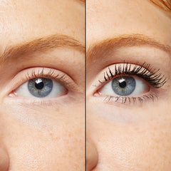 No7 full 360 mascara in use on lashes demonstrating lifted volumized effect