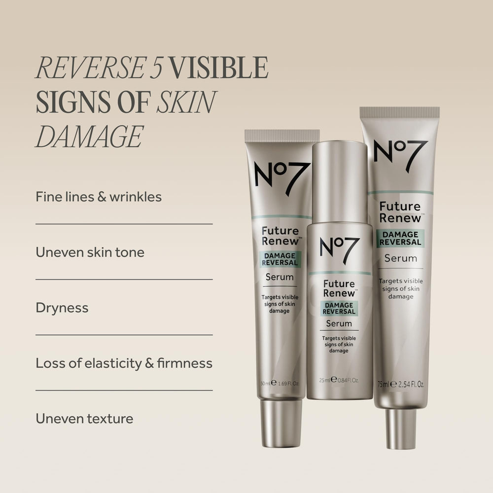 No7 Future Renew serum droplet and texture illustrating quick absorption benefit