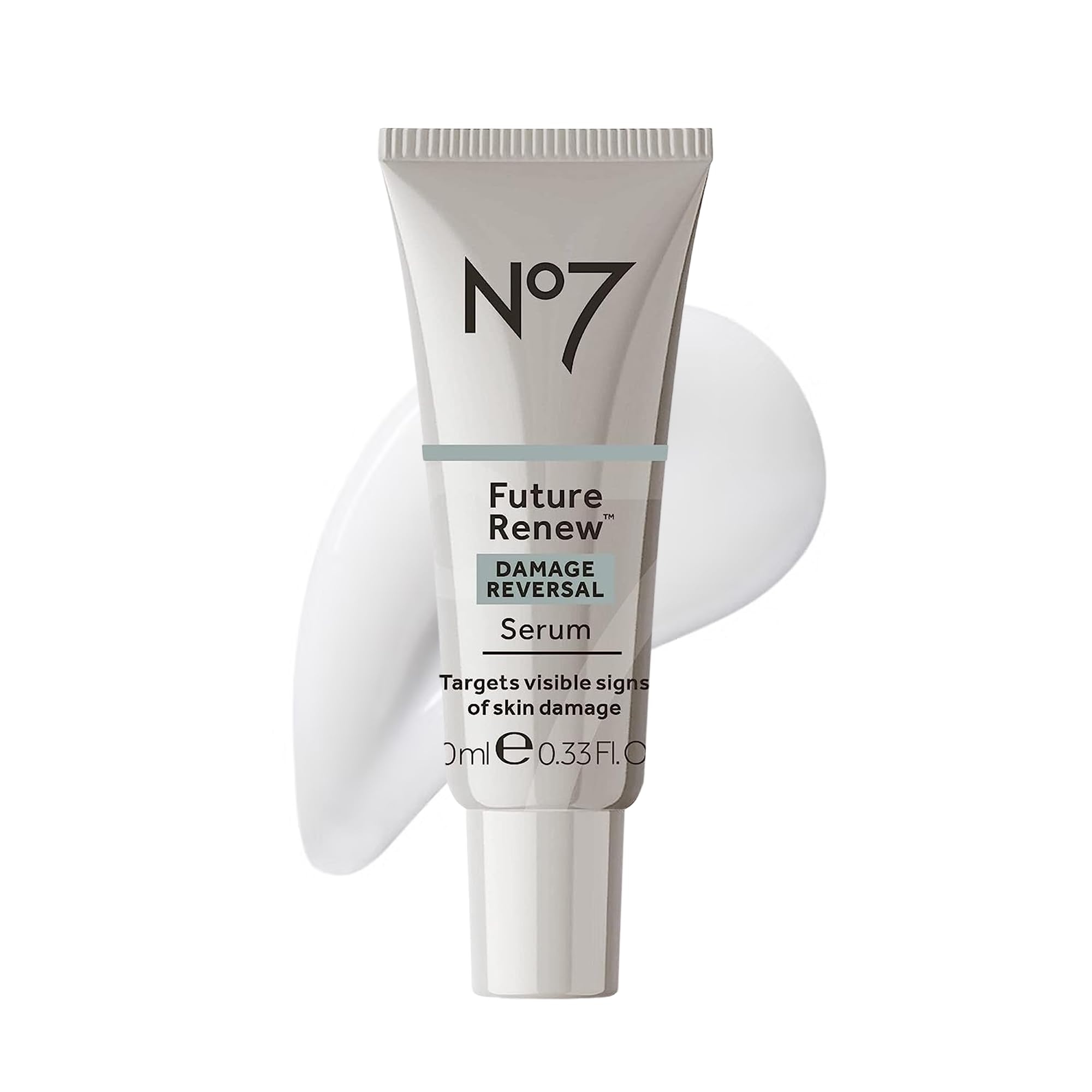 No7 Future Renew front bottle showing sleek packaging and brand benefit