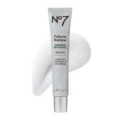 No7 front bottle showing product and benefit of visible skin repair