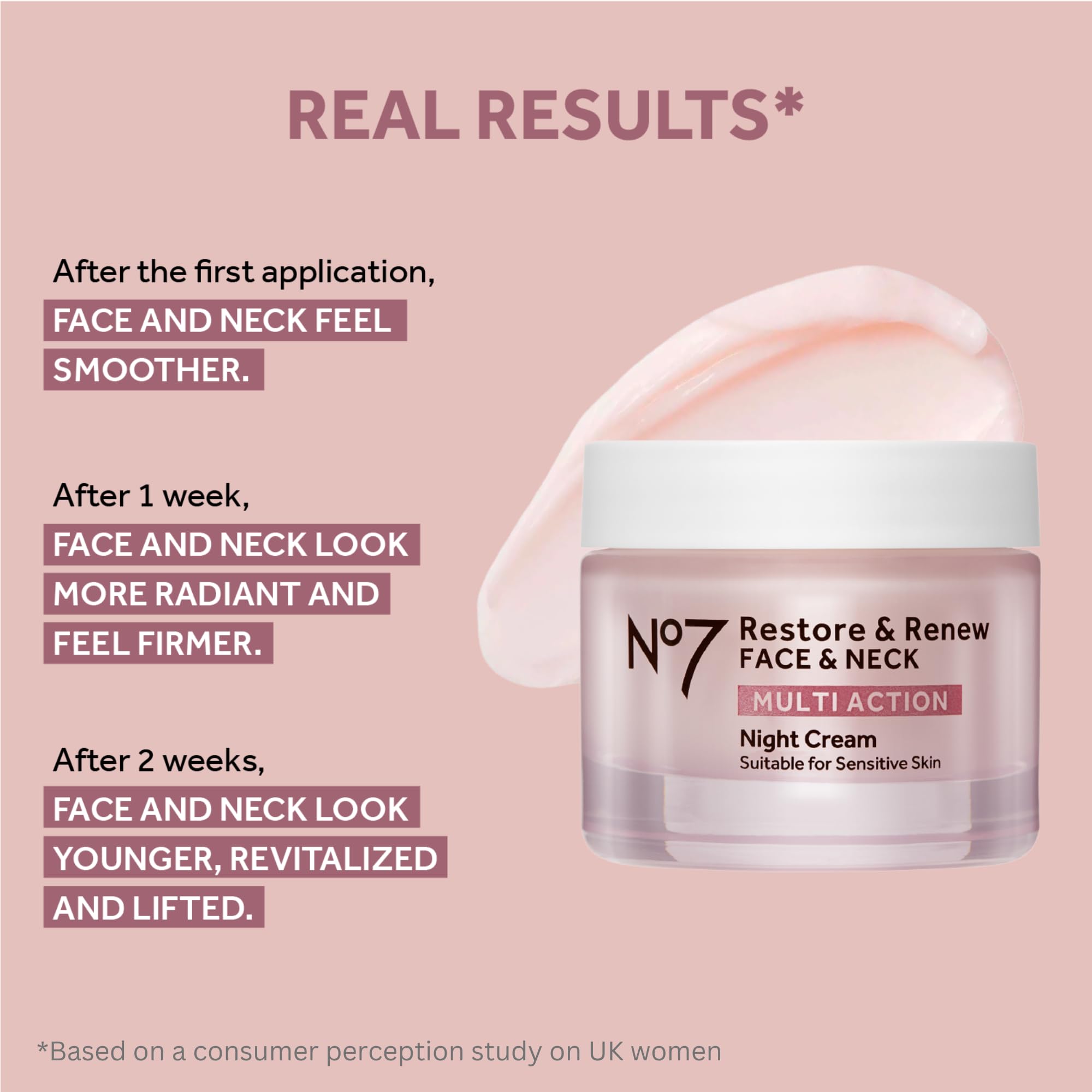 no7 night cream smoothing on neck showing replenishing hydration overnight