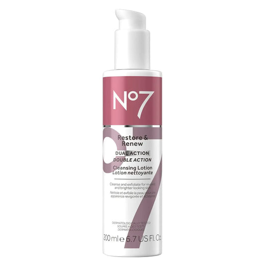 No7 front bottle view showing branding and anti-aging cleanser