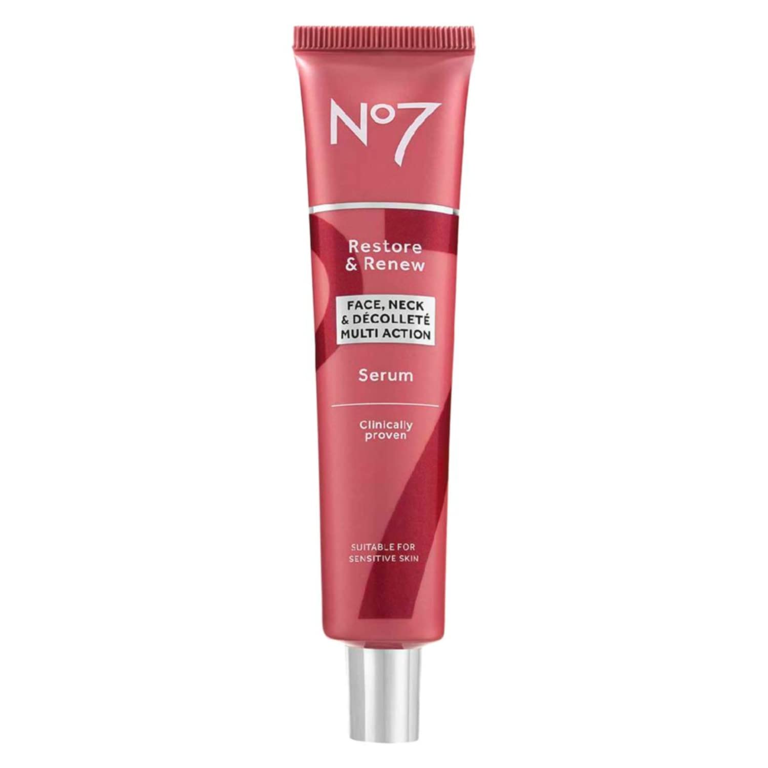 No7 bottle pipette dispensing serum, shows precise application and luxury finish