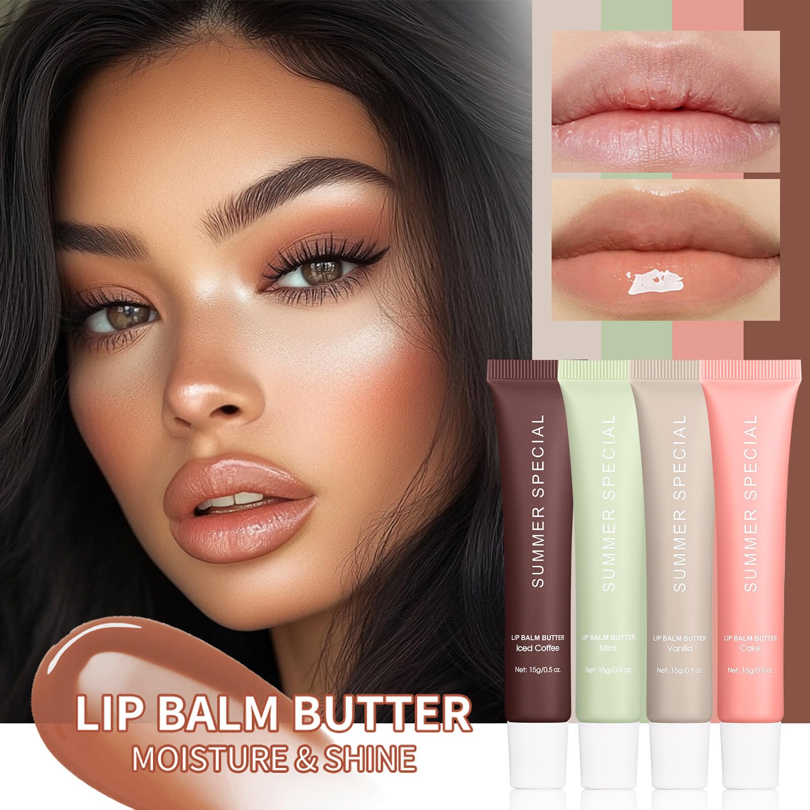Nobeka iced coffee tint on lips for warm natural color