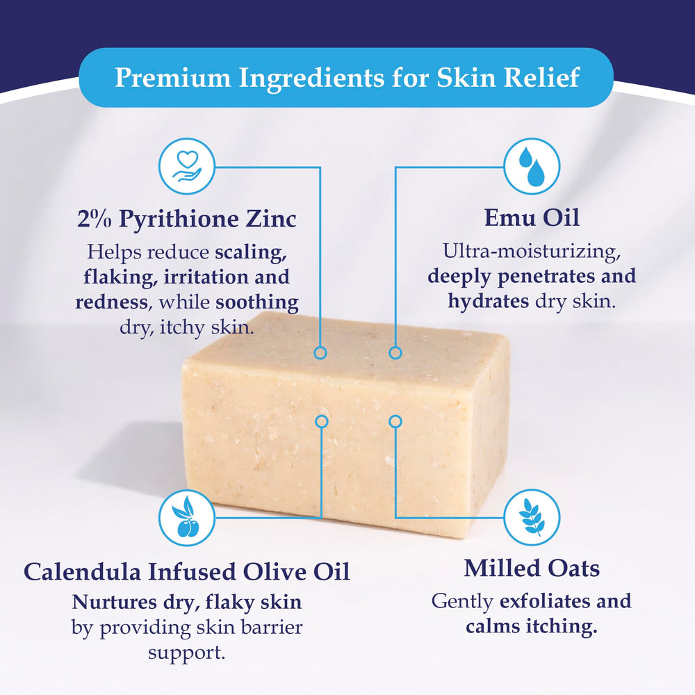 Noble Formula label listing 2% pyrithione zinc and emu oil, clarifies active ingredients