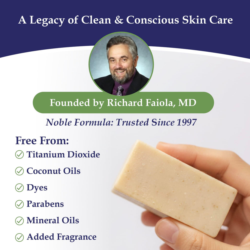 Noble Formula label close-up showing 2% pyrithione zinc formulation benefits