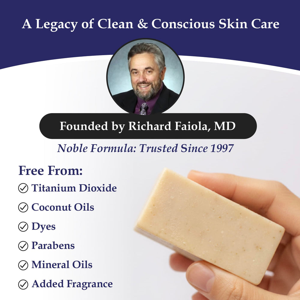 Noble Formula soap applied to scalp illustrating clarifying action