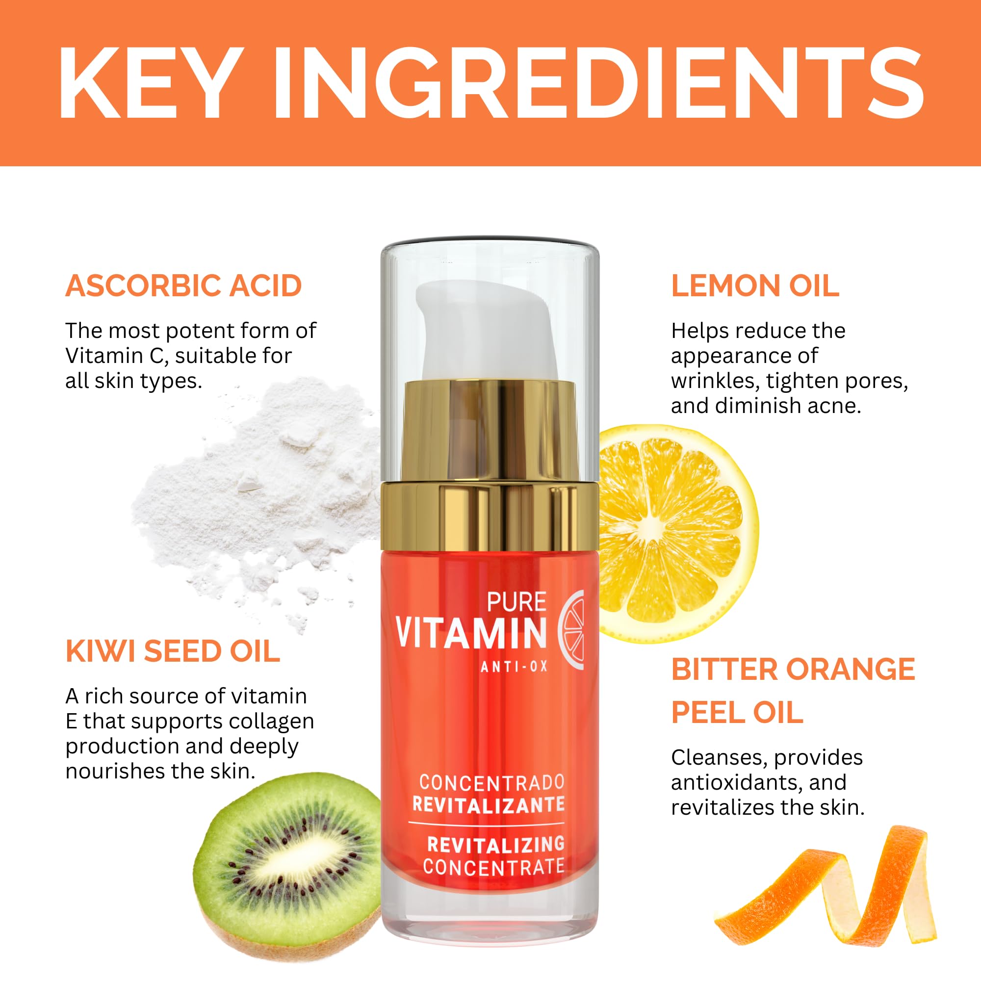 Noche Y Dia ingredient label showing vitamin C and botanical extracts