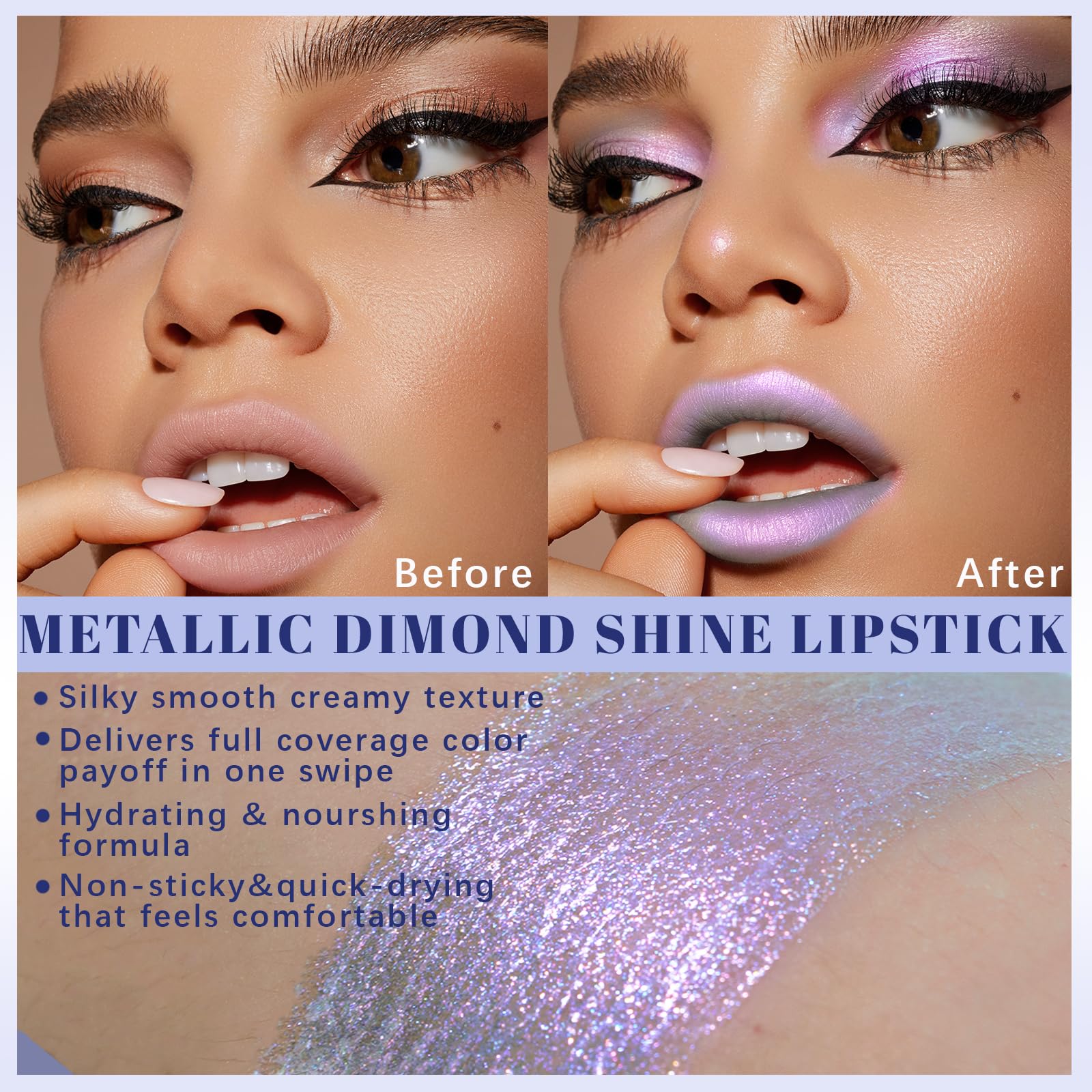 Noerrors lifestyle festival shot with lipstick visible delivering bold, long-wear glam benefit