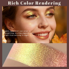 Noerrors close-up of duochrome pigment showing yellow-green color shift benefit