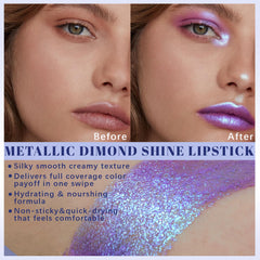 Noerrors festival makeup look wearing duochrome glitter for standout photos