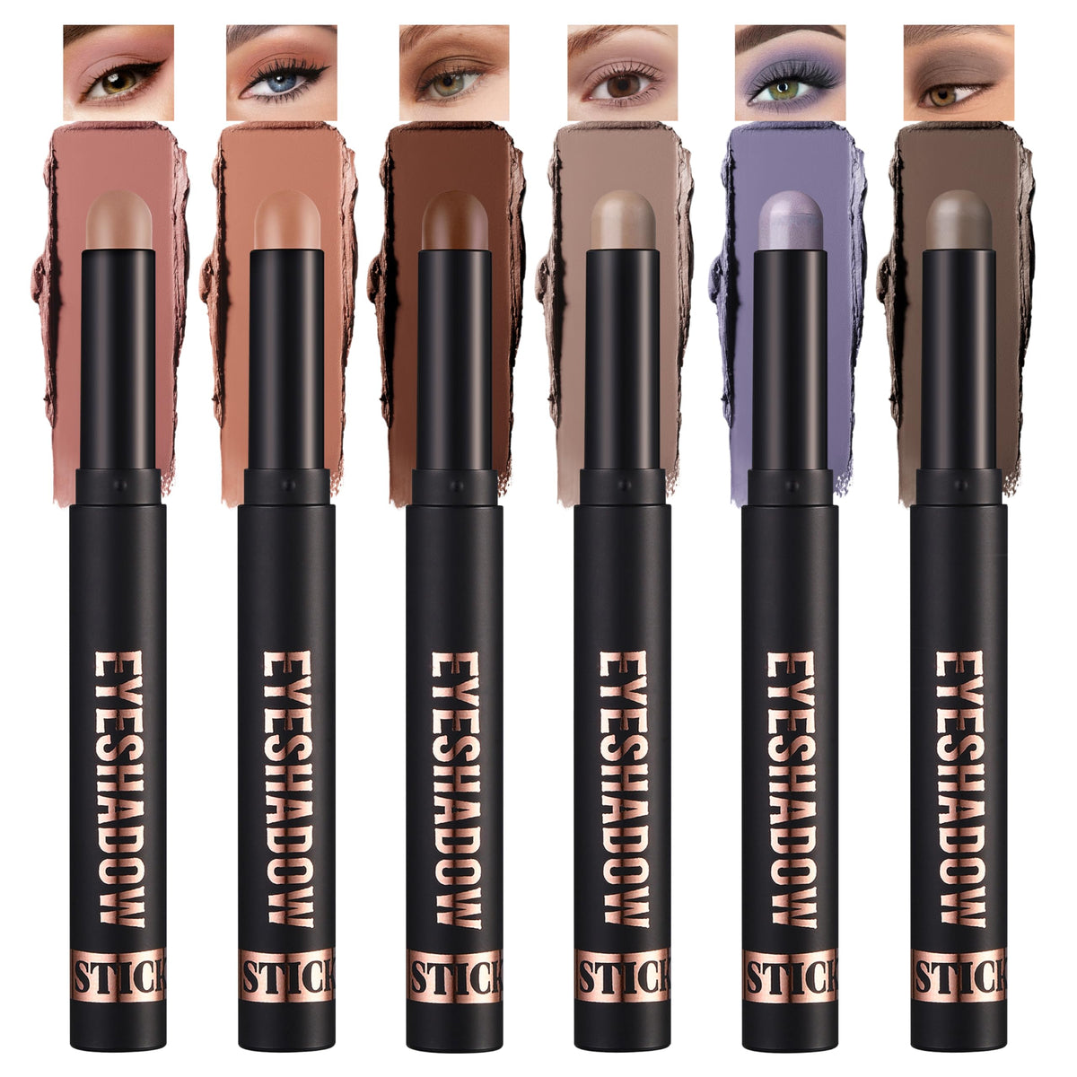 Noerrors front packaging showing six matte neutral eyeshadow sticks, convenient gift-ready