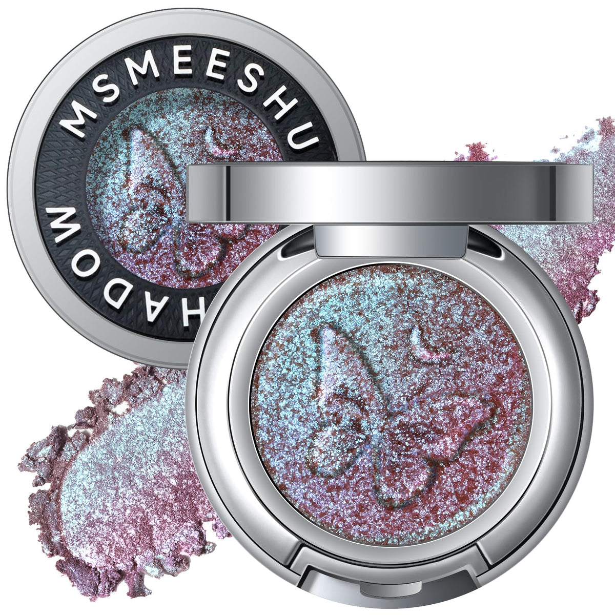Noerrors front palette showing duochrome mauve-blue shift and portable design benefit