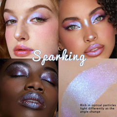 Noerrors in festival makeup look, multichrome sparkle for events
