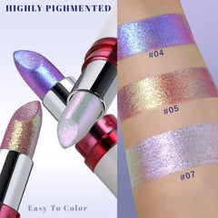 Noerrors hand swatch angled to show purple-to-blue color shift benefit