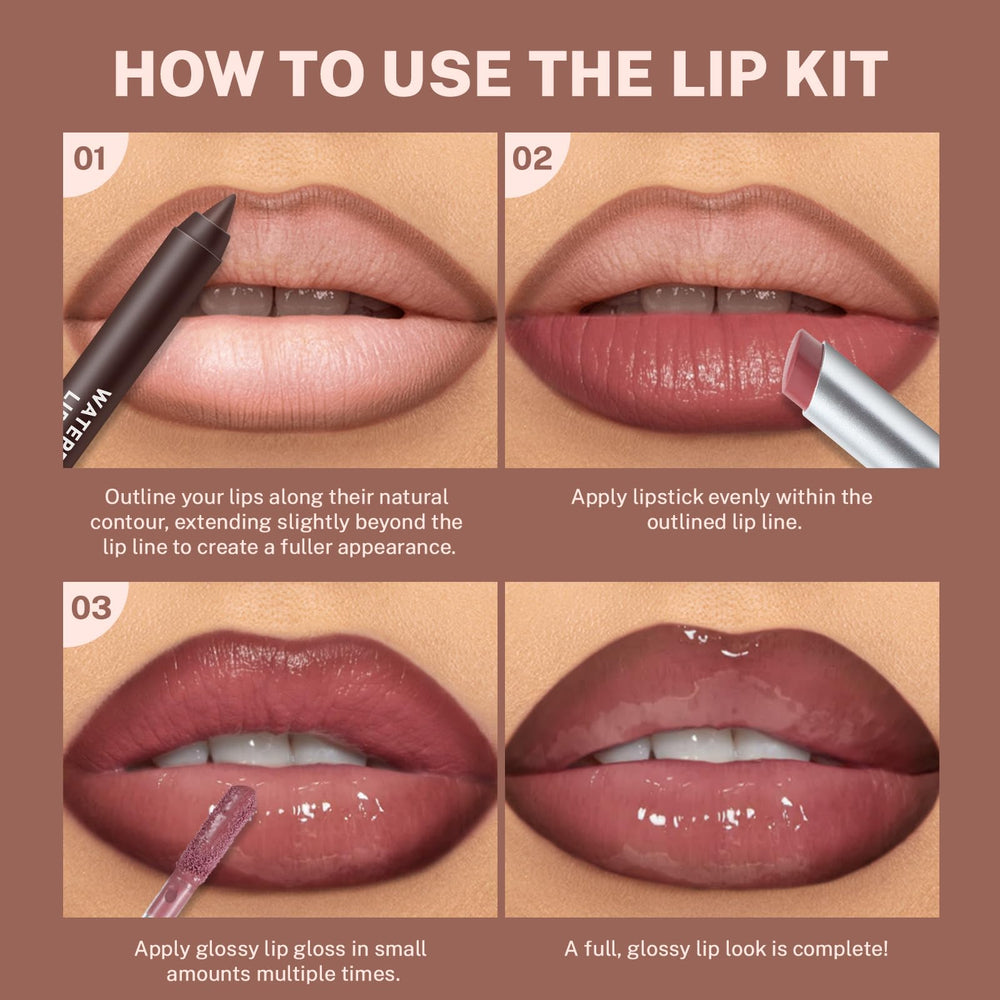 Noerrors lips before-after comparison demonstrating fuller glossy result
