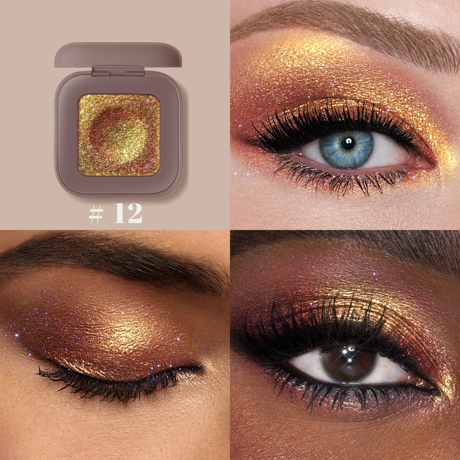 Noerrors close-up gold pan with metallic shimmer illustrating luminous finish