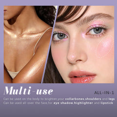 Noerrors in-use eye application showing blended duochrome shimmer for striking eyes