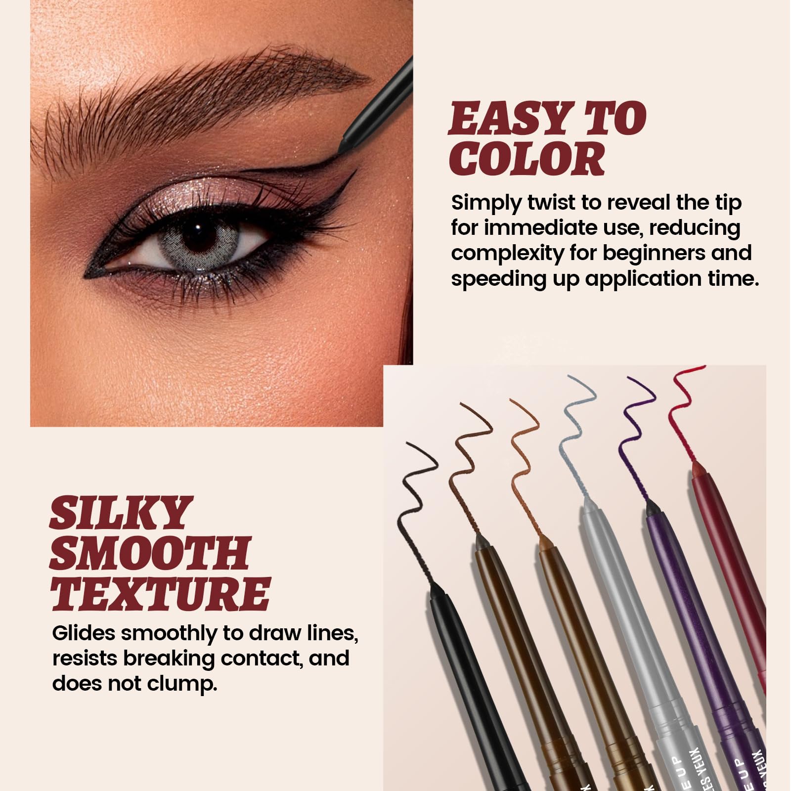 Noerrors shades laid out displaying matte and metallic colors for versatile looks
