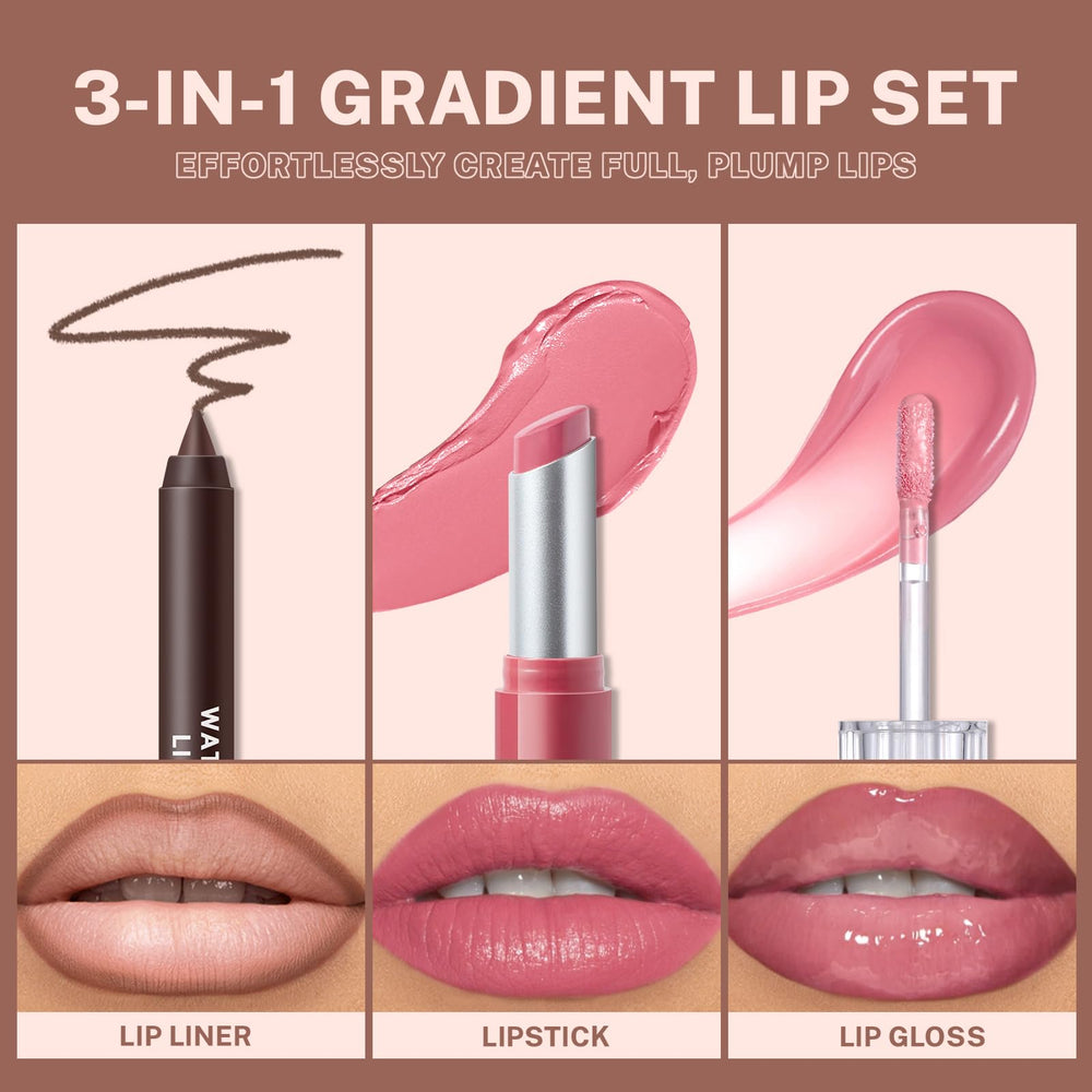 Noerrors lip trio held in hand for scale and portable convenience