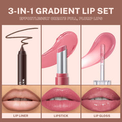 Noerrors lip trio held in hand for scale and portable convenience
