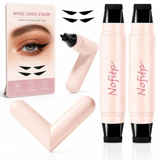Nofitp packaging front showing two 2-in-1 winged eyeliner pens and benefits
