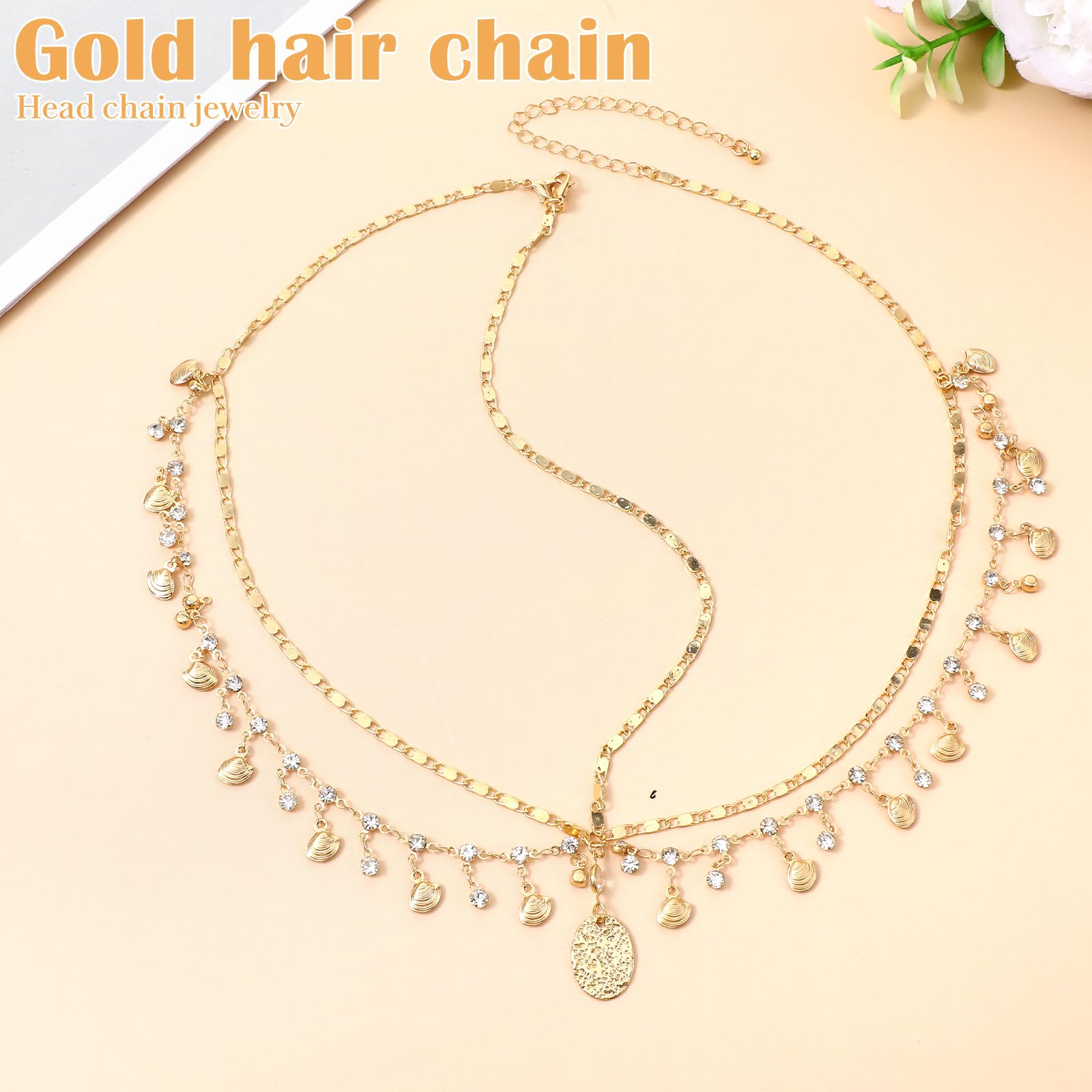 Nogeqi head chain on bridal hairstyle demonstrating elegant finish