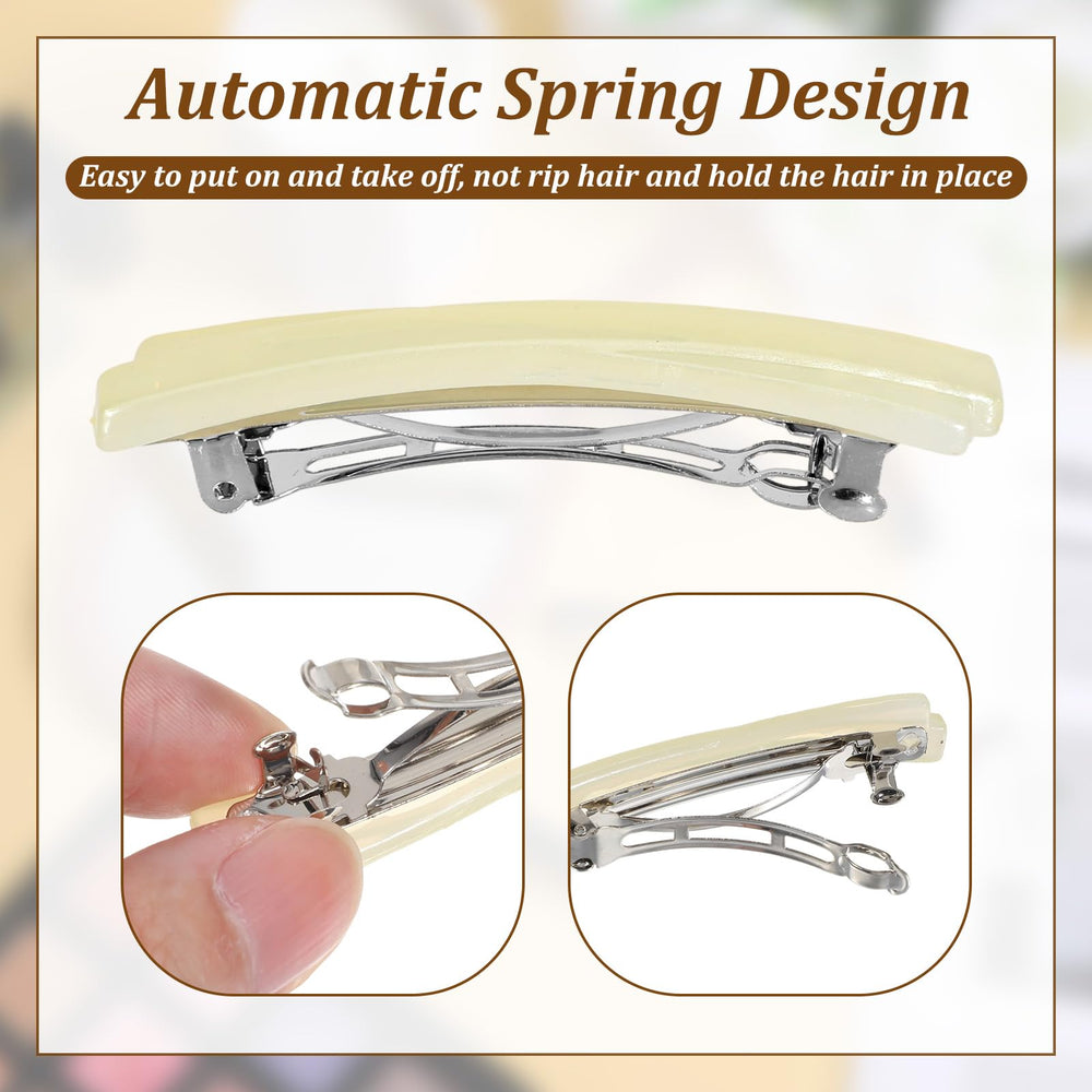 Nogeqi barrettes in hand to show compact size and easy styling