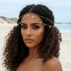 Nogeqi headpiece worn by model from side demonstrating secure stylish fit