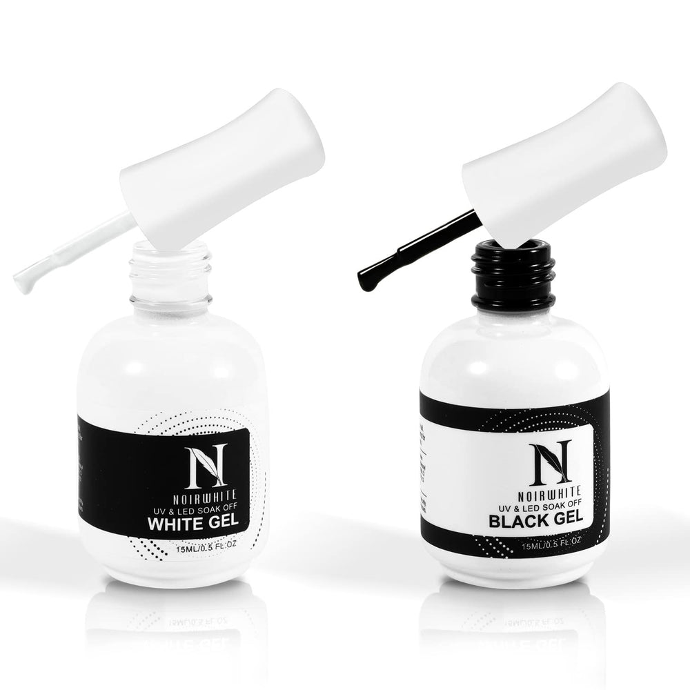 noirwhite black gel bottle label close-up showing pigment and finish