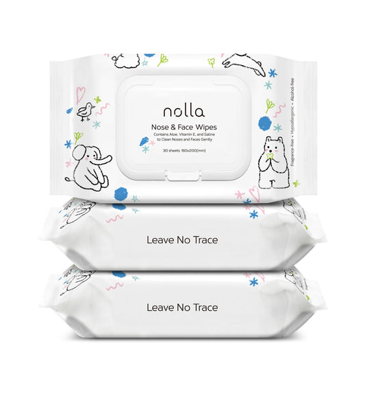 Nolla pack front view showing three 30-count packs and recyclable benefit