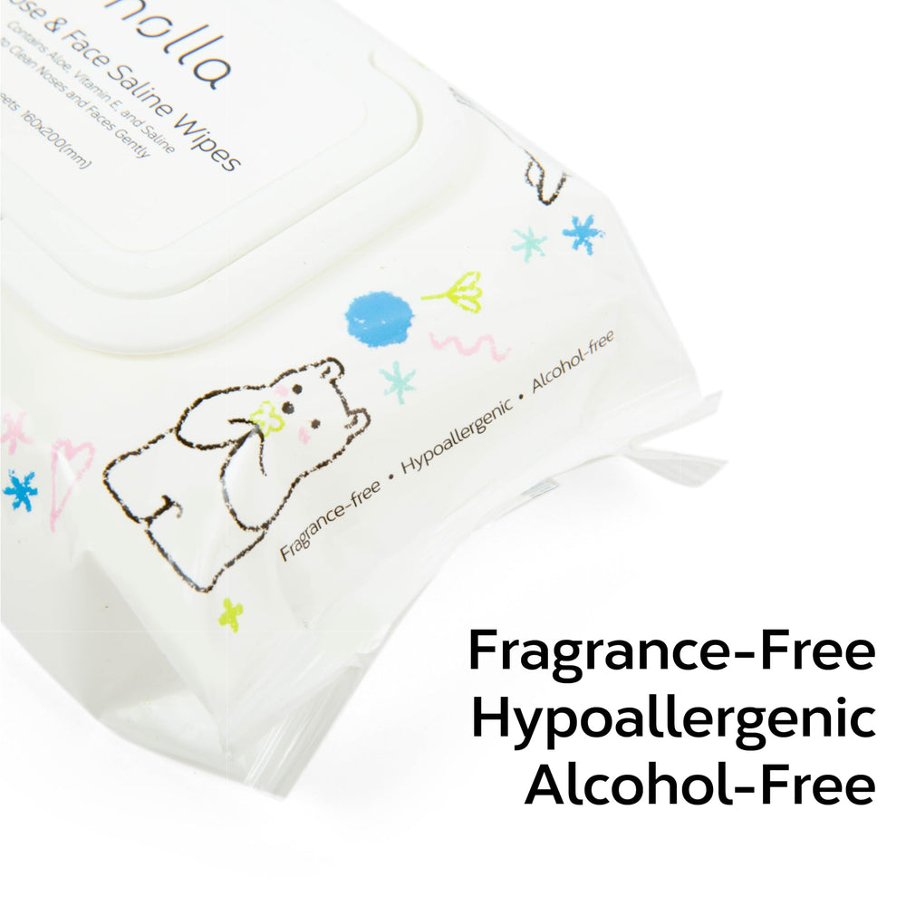 Close-up of Nolla label showing ingredients like saline, aloe, vitamin E