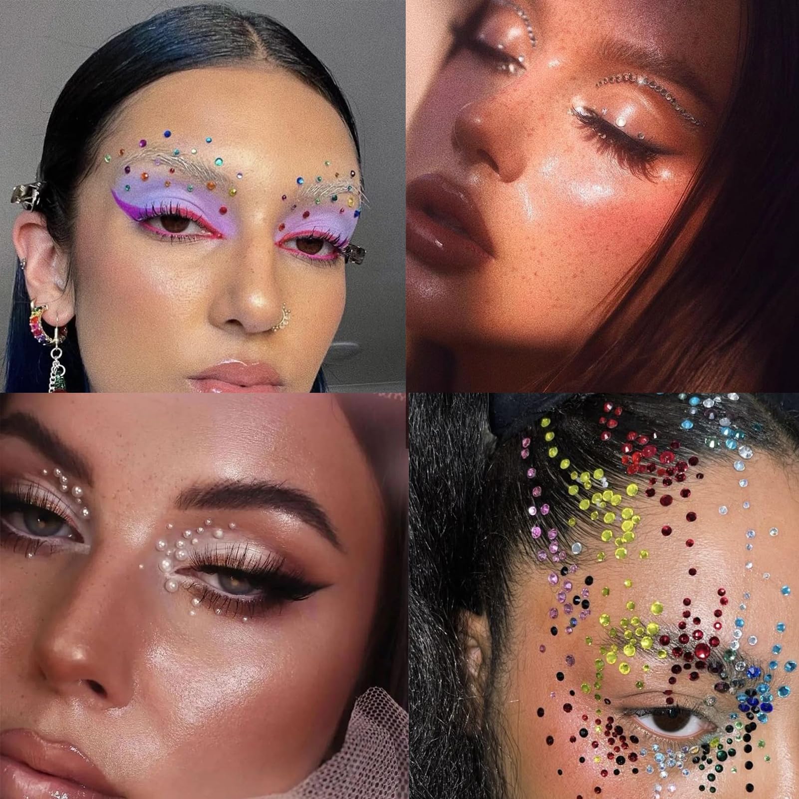 nooepc model wearing gems in festival makeup showing dramatic sparkle