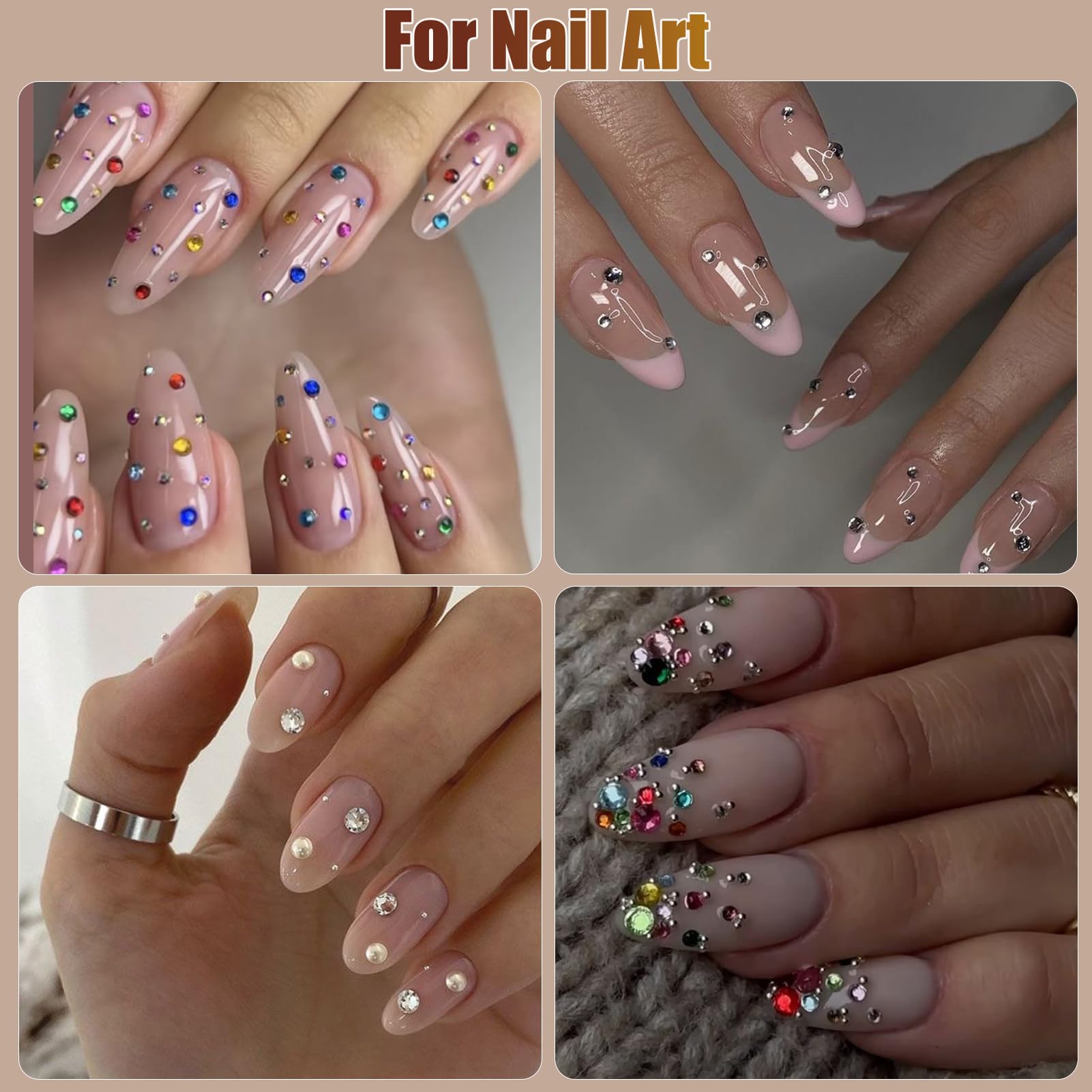 nooepc rhinestones used in 3D nail art for eye-catching nails