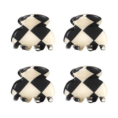 Ｎｏｏｎｈｏｒｓｅ front view of four checkered clips, shows neat storage benefit