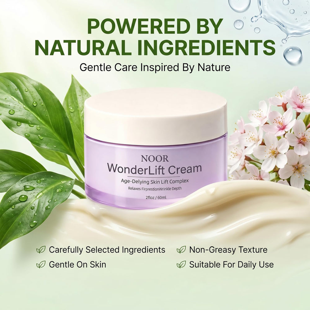 Noor Wonderlift 60ml jar beside ruler to show size and generous supply benefit