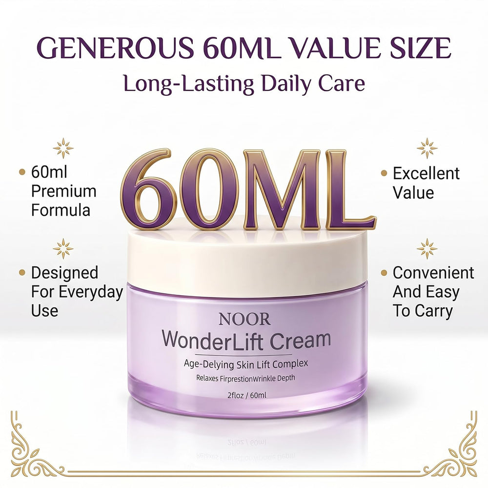 Noor Wonderlift jar on a bathroom vanity in lifestyle setting for everyday routine benefit