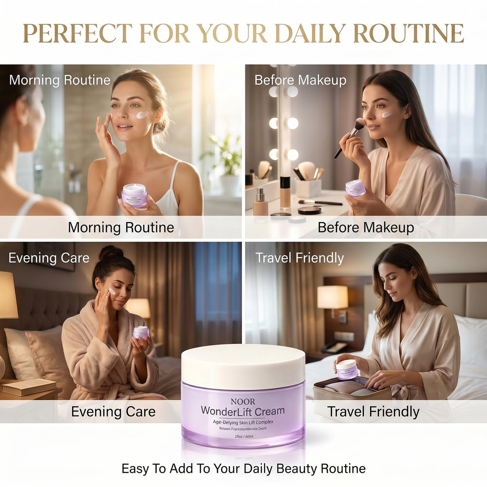 Noor Wonderlift jar with outer box showing retail packaging benefit gift-ready presentation