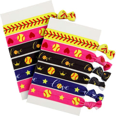 Norme front packaged 12-pack softball hair ties showing colors and branding, easy group gifting