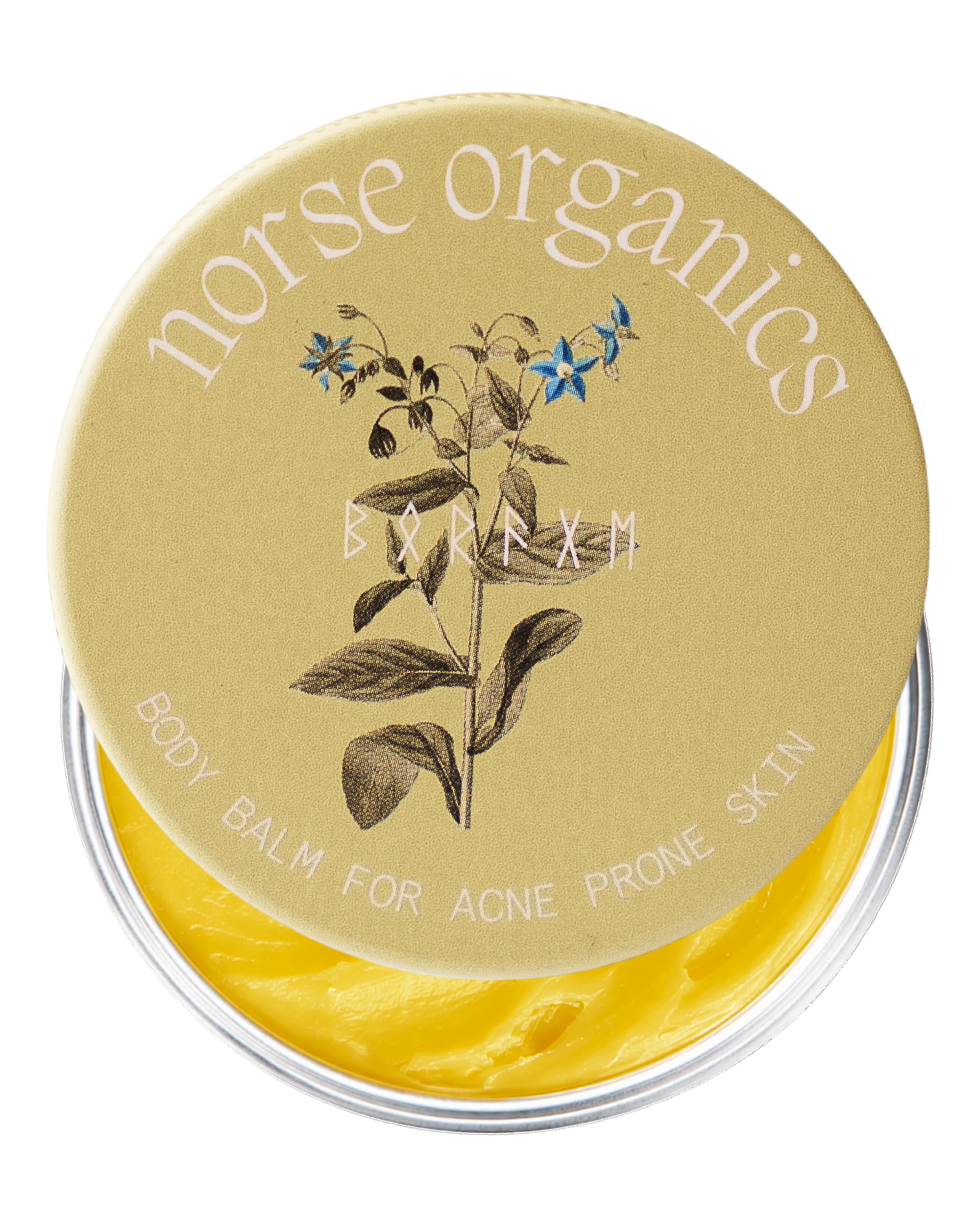 Norse Organics front jar showing label and compact size benefit