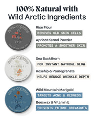 Norse Organics product label with Arctic herbs list highlighting natural actives