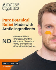 Norse Organics open jars showing inner contents to illustrate pure ingredient forms