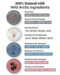 Norse Organics Powder Scrub in palm mixed with water for gentle exfoliation