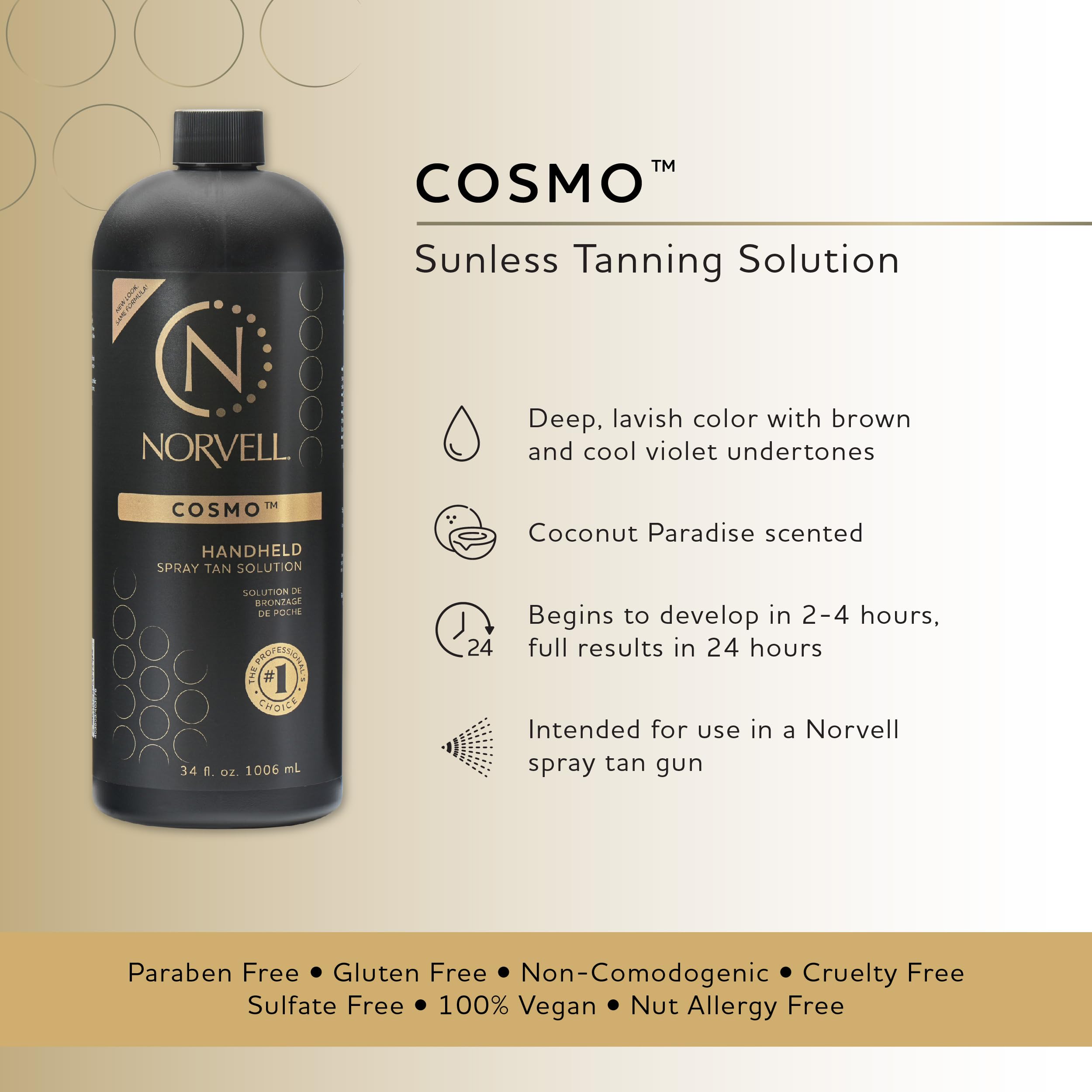 Norvell Cosmo back label with ingredients and usage instructions visible