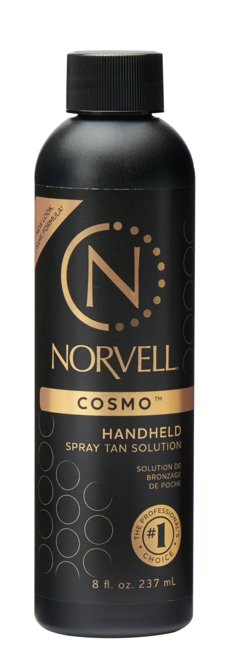 Norvell Cosmo front packaging showing bottle and label for professional tanning