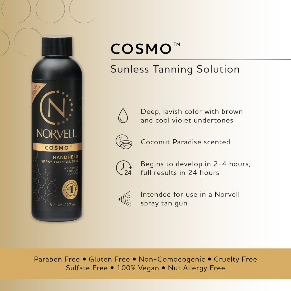 Norvell Cosmo pump and label detail highlighting application control and clarity