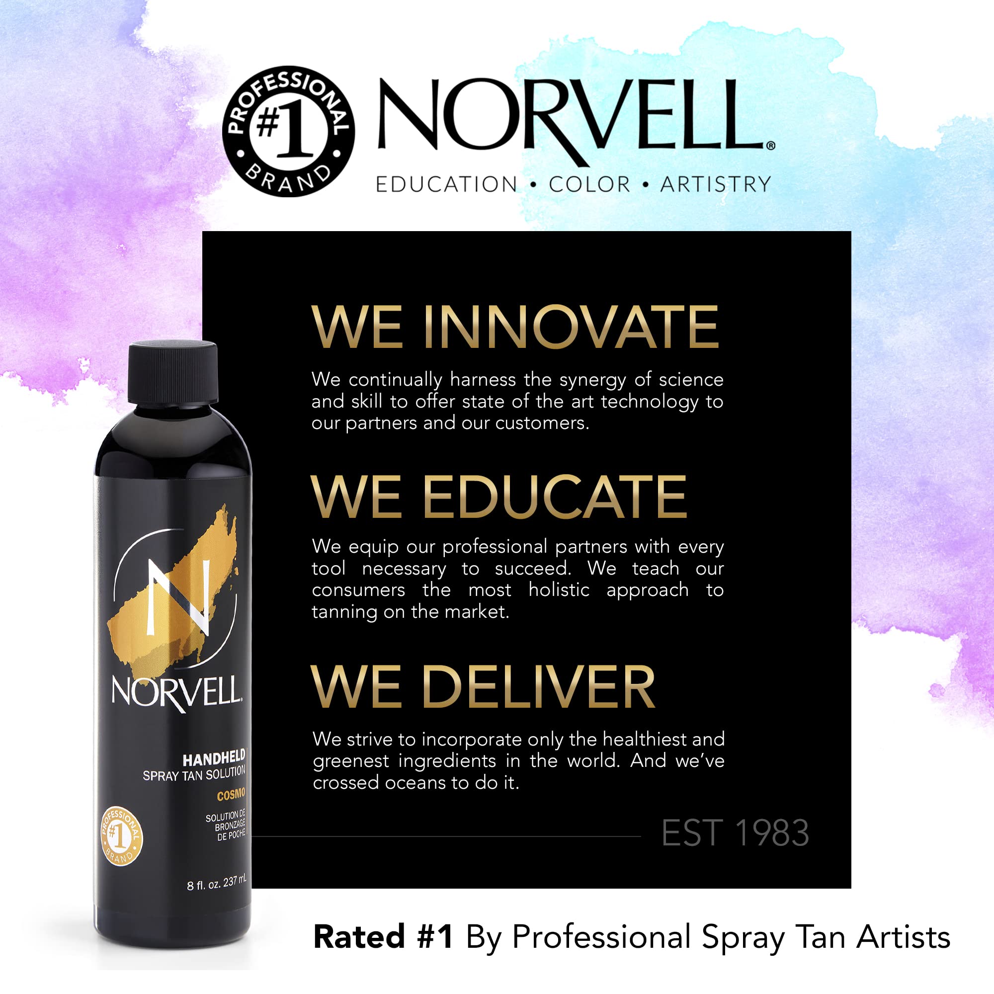 Norvell Cosmo spray in use on arm demonstrating quick, even coverage